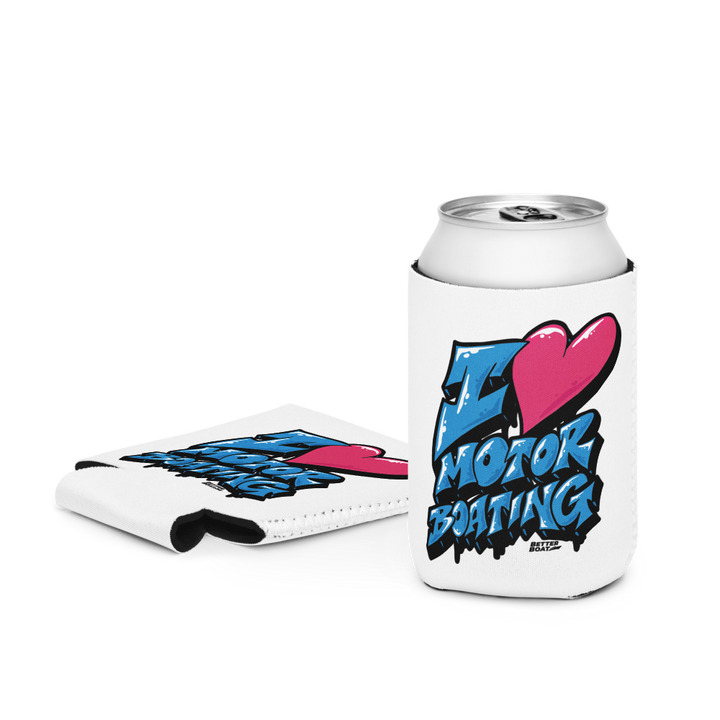Better Boat I Love Motor Boating Can Cooler | Slim &amp; Standard Neoprene Koozie product view 6