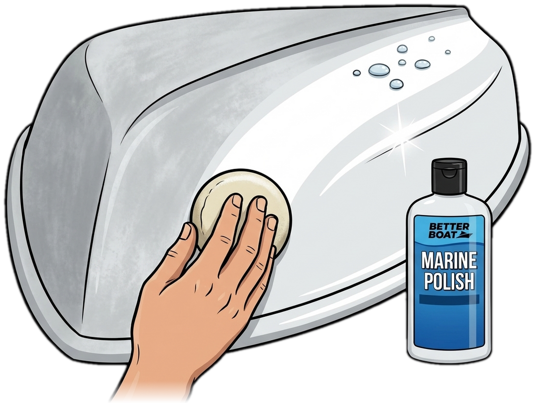 Polishing a dull boat hull to a high gloss with Better Boat Marine Polish