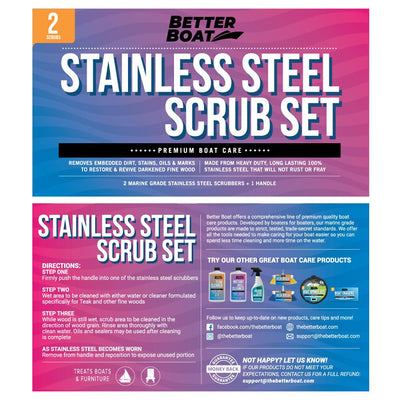 Load image into Gallery viewer, Teak Restoration Kit supplemental image: Stainless Steel Scrub Set for Teak Decks with Handle image 2
