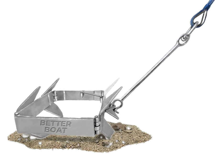Better Boat Box Anchor folding anchor set in sand