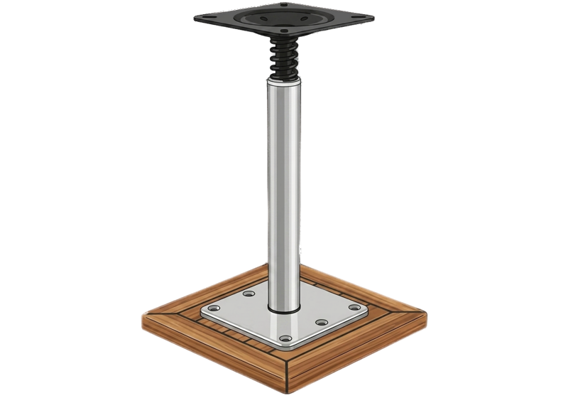 Boat seat pedestal kit illustration on deck