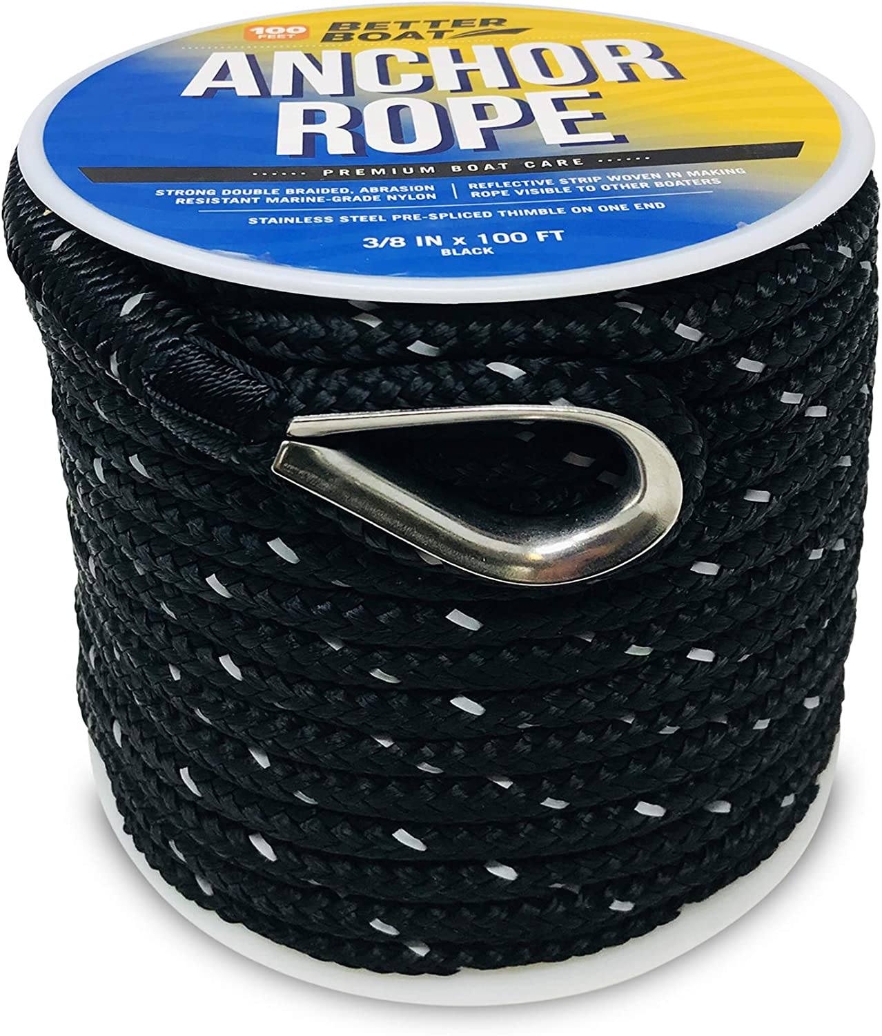 Boat Anchor Line High Strength Marine Anchor Rope (Black)