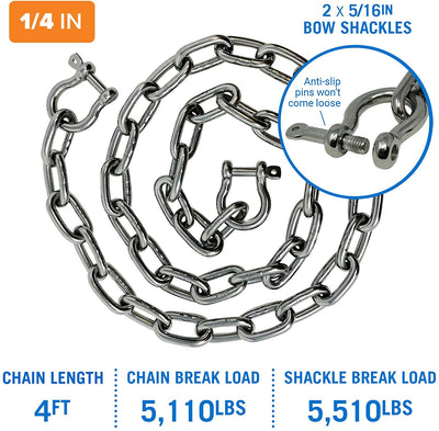 1/4 Type 316, Stainless Steel Chain (Sold Per Foot)