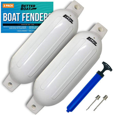 Heavy Duty Boat Fenders 2-Pack With Ropes - Saltwater Resistant Marine Bumpers For Docking Protection