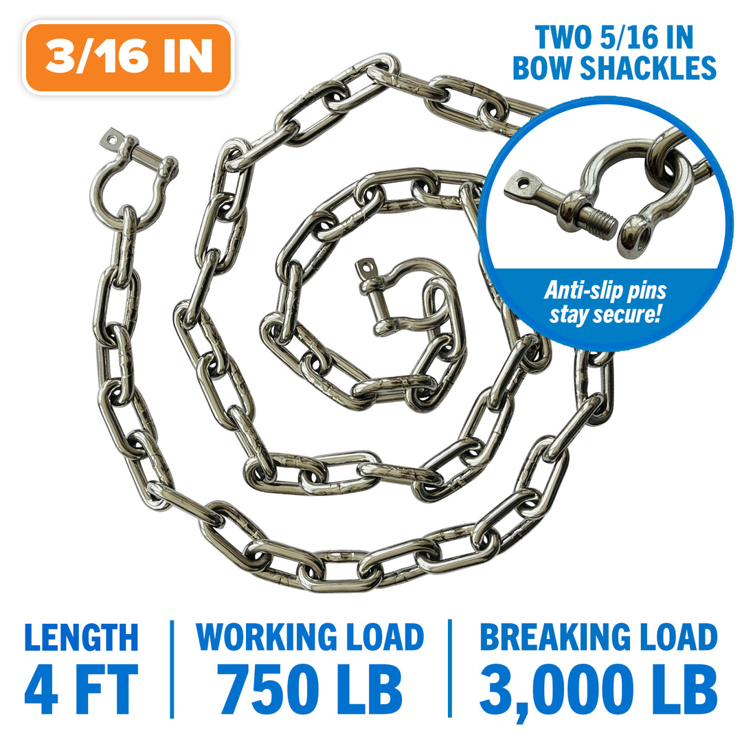 Better Boat Boat Anchor Chain shown in AnchorChainStainlessSteel3 16InSupp1