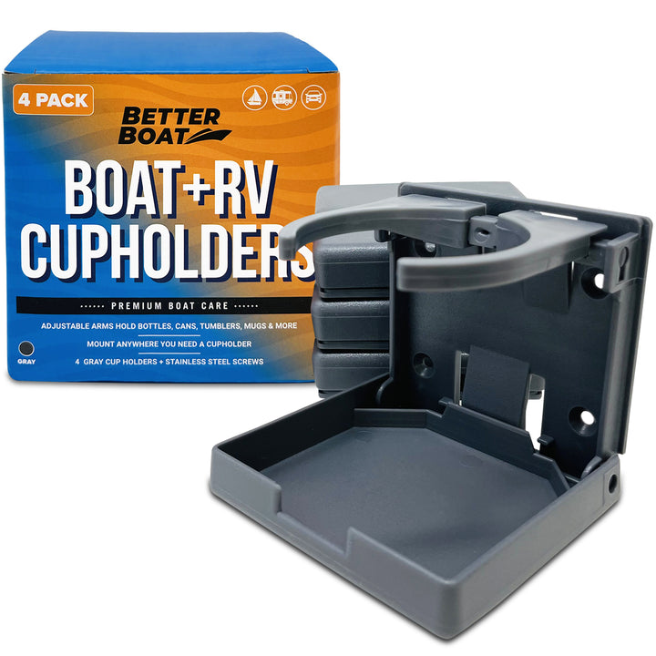 Better Boat Folding Boat Cup Holder 4PCs shown in GrayBoatandRVCupholdersSuppPrimary
