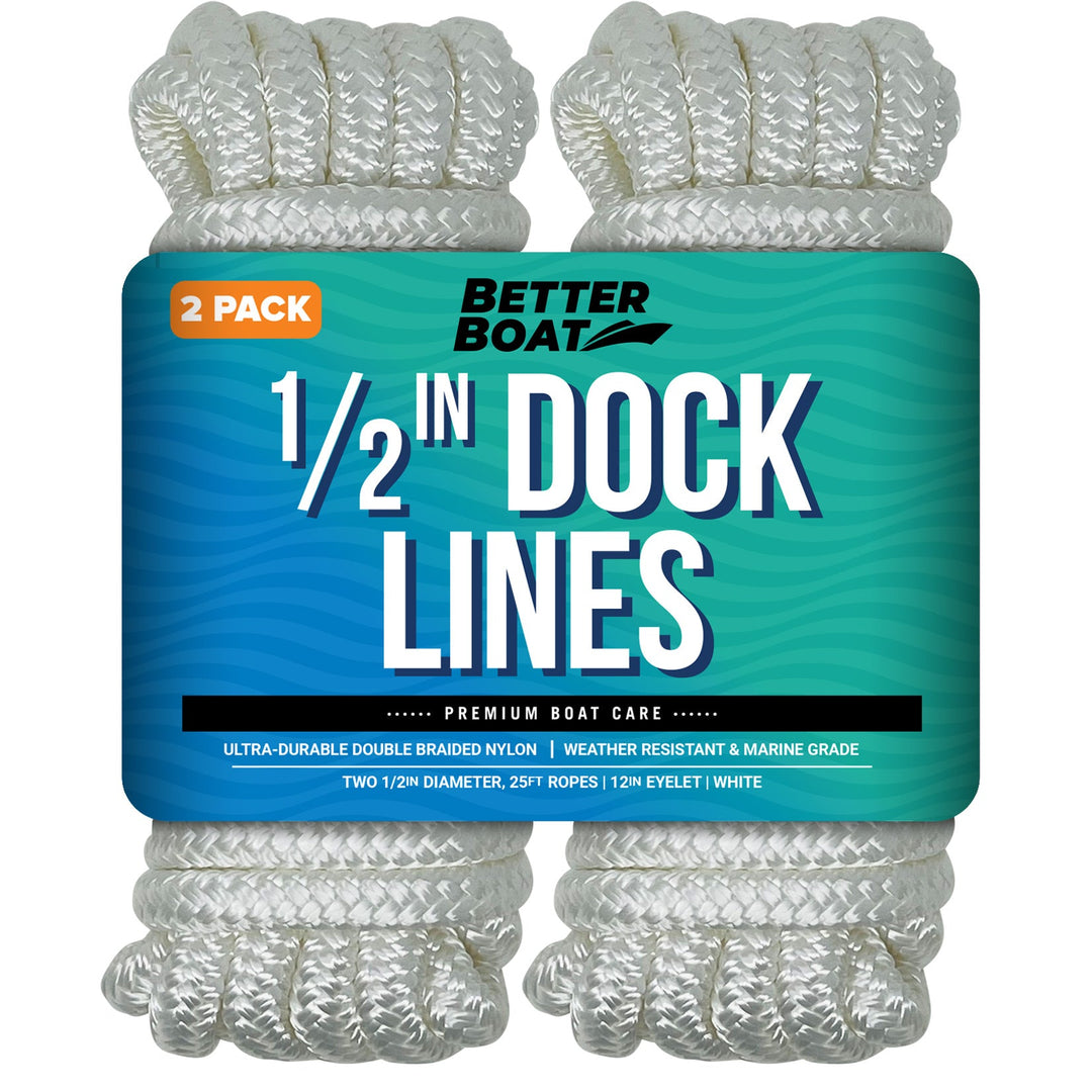25Ft White Dock Lines for Boat