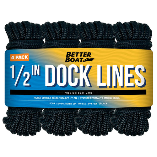 4 Pack Black 1/2 Dock Lines