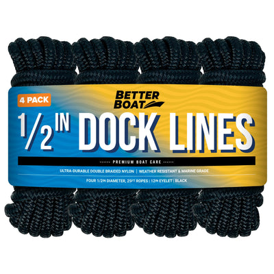 Mad Dog 1/2" X 10' Solid Braid Nylon Dock Line (Navy Blue) - Made In USA, 1-Year Warranty