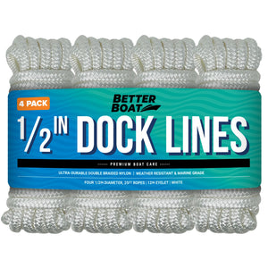 1/2 In White Dock Lines for Boat