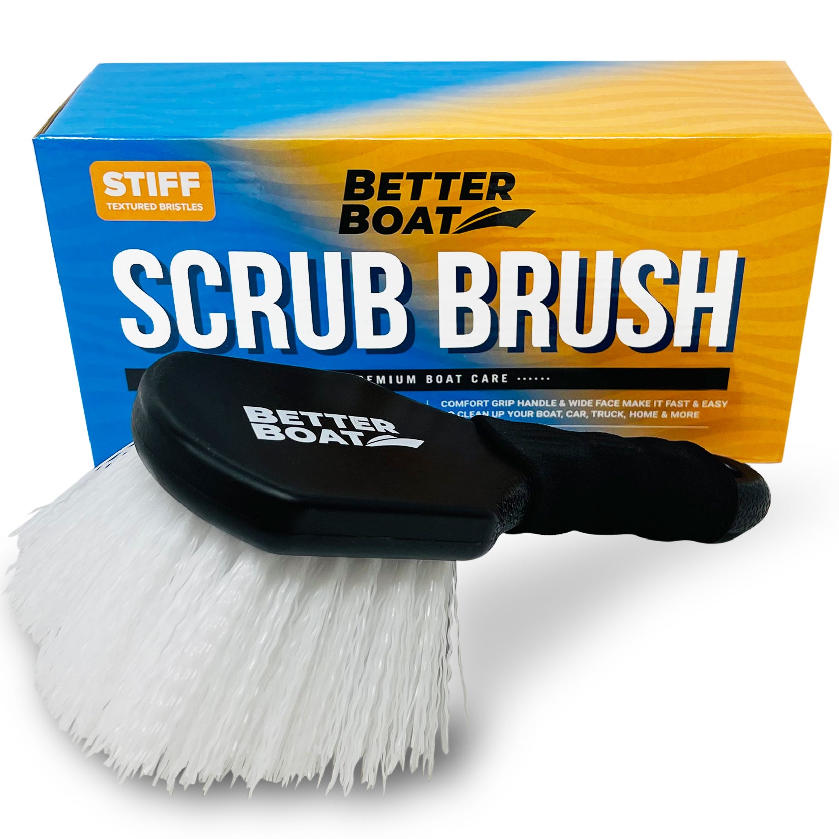 Utility Scrub Brush, 20, White, Nylon, Long Handle, ACS Industries B2217