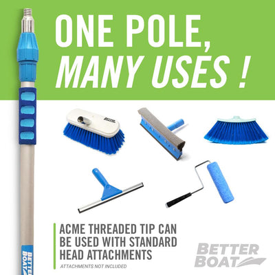 Hard Bristle Deck Brush and Bi-Level Scrub Brush Extension Pole Attachment  (11 I