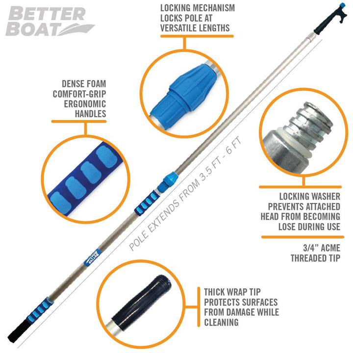 Better Boat Boat Hook with Standard End ( With or Without Pole ) shown in boat hook features handle extendable rod