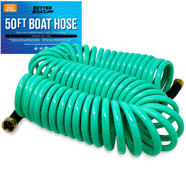 Better Boat Boat Hose 15Ft, 25Ft and 50FT Self Coil Wash Down shown in boat hose 50ft primary
