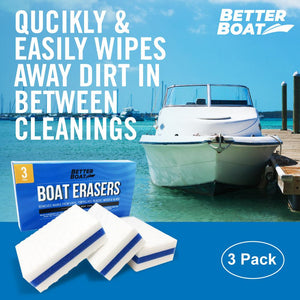 Boat Scuff Erasers shown with Boat on Dock