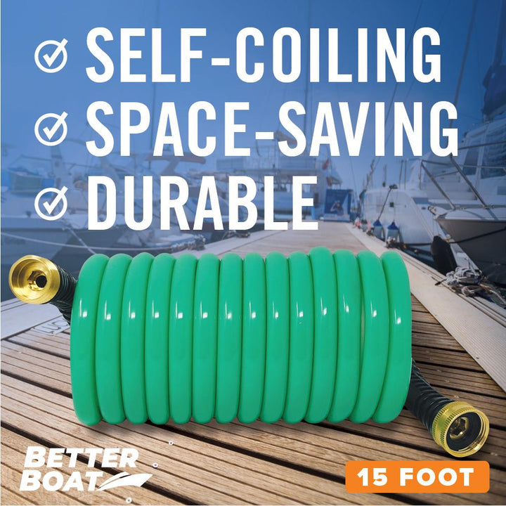 Coil 15FT Boat Hose when extended on deck