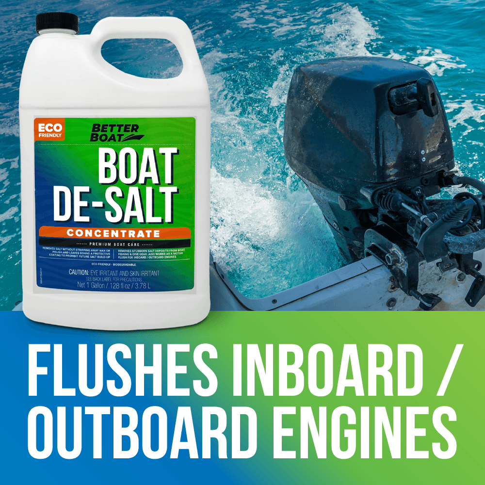 Better Boat De-Salt Concentrate Salt Remover Flusher for Motors Marine Watercraft Engines Flush Winterize Cleaner (1 Gallon)