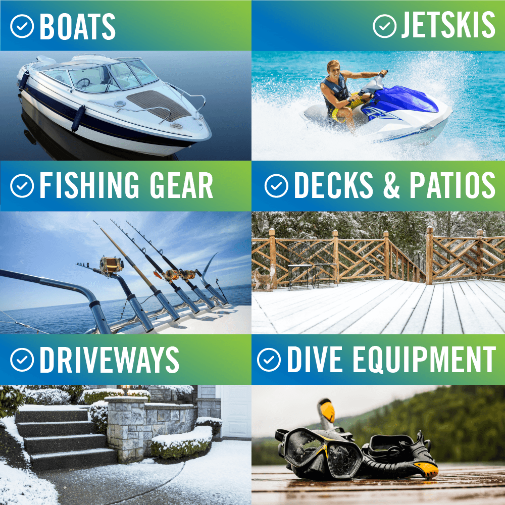 Better Boat De-Salt Concentrate Salt Remover and Flusher shown in de salt remover boats jetskis fishing gear dive equipment
