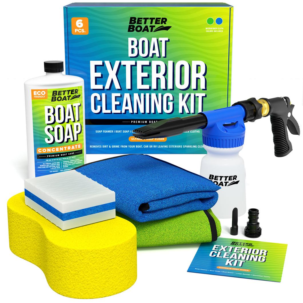 Ultimate Boat Cleaning Kit Boat Wash Soap & Foam Gun Cleaner Sponge Boat Cleaner Products & Microfiber Cloths Pontoon Boat Accessories Marine
