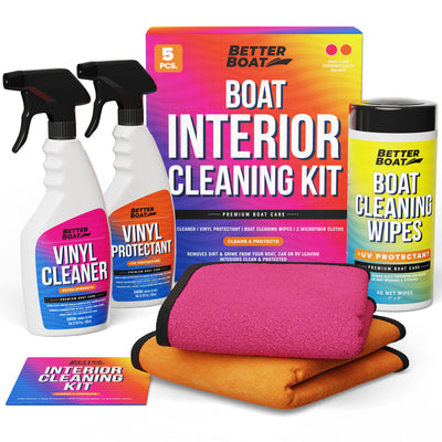 Better Boat Ultimate Boat Interior Cleaning Kit Boat Cleaner Products Marine Vinyl Protectant Boat Vinyl Cleaner for Boat SEATS Wipes & Microfiber