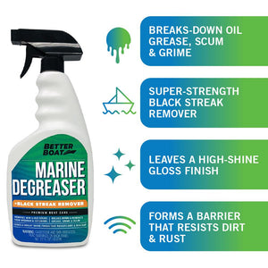 Marine Degreaser Black Streak Remover breaks down oil