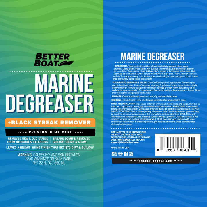 Marine Degreaser Black Streak Remover label