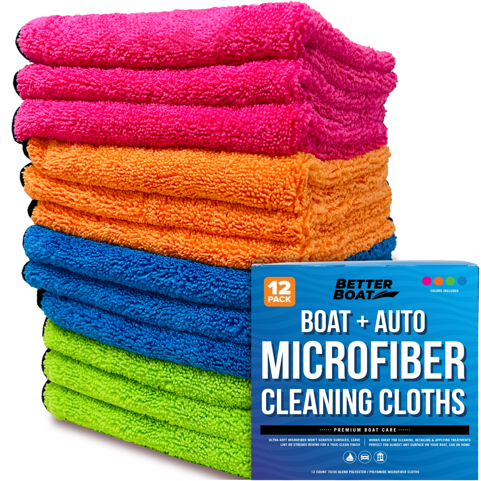 Microfiber Cleaning Cloth Rags (12 Pack)