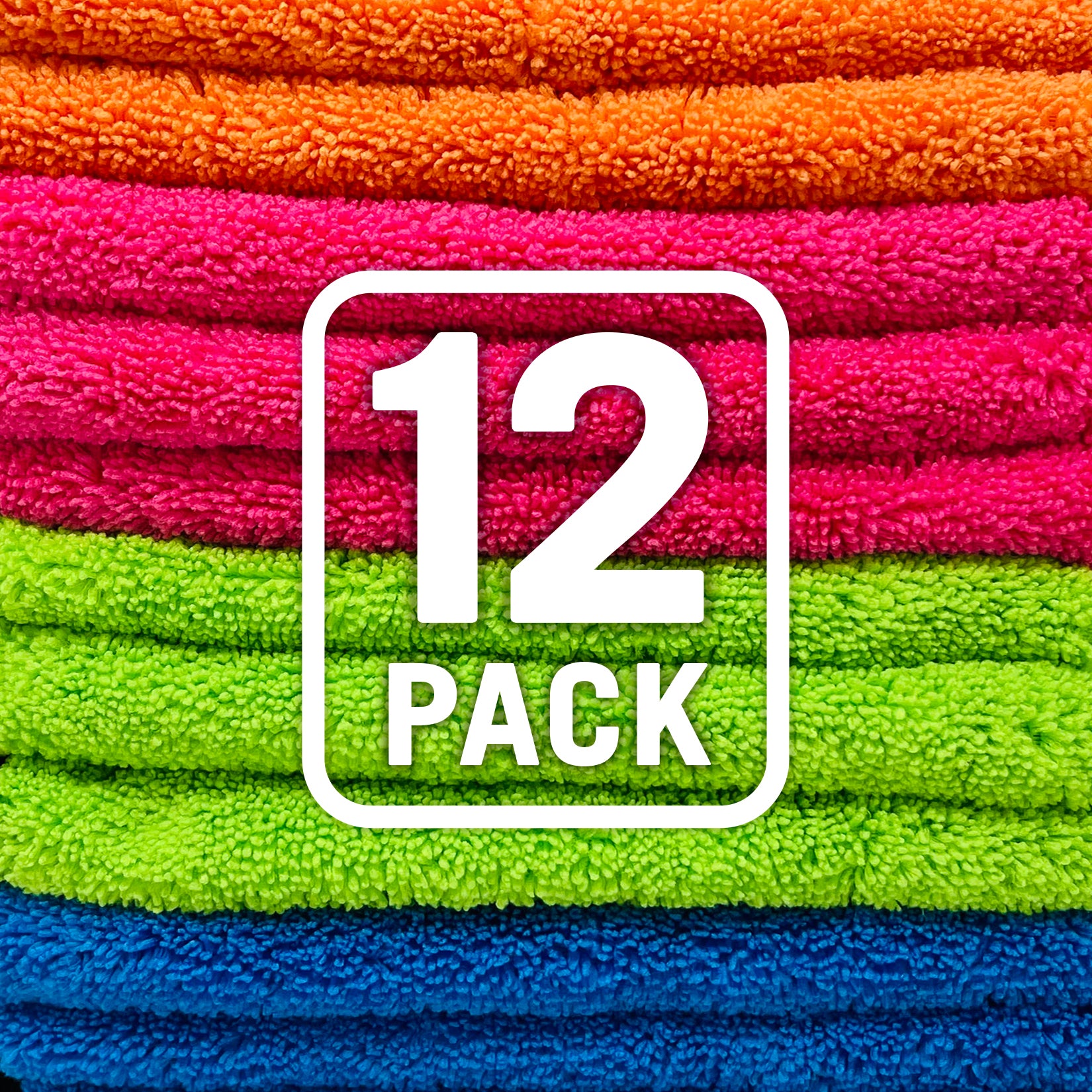 Microfiber Cleaning Cloths 400 GSM Thick Soft Lint Free 12x12 6 Pack  Green Blue and Orange Reusable Kitchen Towels Dust Cloth Rags for Window Car  House Boat Furniture Multi-colored