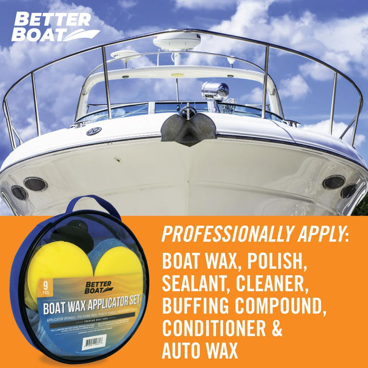 Microfiber Wax Applicator Set Applying to Hull of Boat