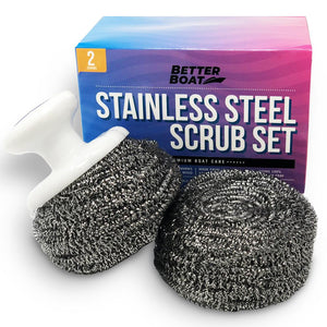 Stainless Steel Scrub Set For Teak Decks Wit Handle