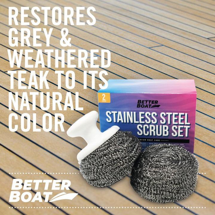 Stainless Steel Scrub Set For Teak Decks Wit Handle Showing How on Deck