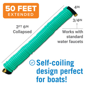 Boat Hose 15Ft, 25Ft and 50FT Self Coil Wash Down