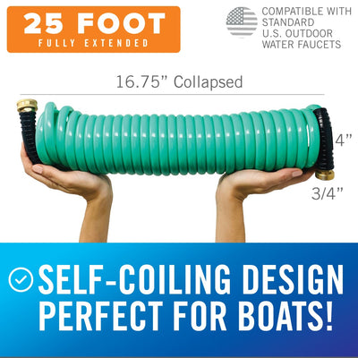 Load image into Gallery viewer, 25 foot boat hose coiled design