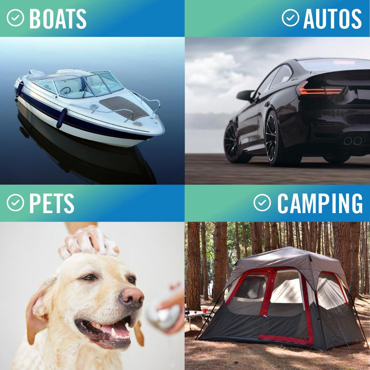 Better Boat Synthetic Chamois Dry Towel shown in synthetic chamois dry towel 4 cars boats pets