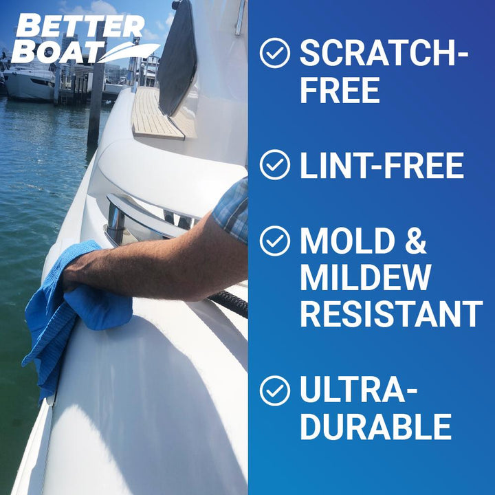 Better Boat Synthetic Chamois Wash Towel shown in synthetic chamois wash towel 3 wiping boat