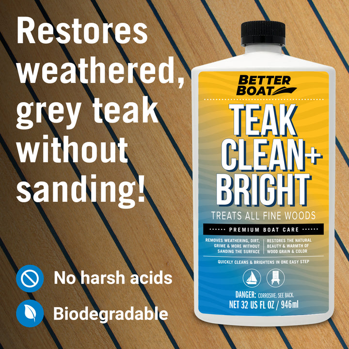 Better Boat Teak Cleaner and Brightener shown in teak clean bright supp3