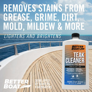 Teak Cleaner on Front of Boat Deck